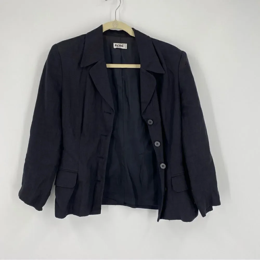 BCBG Paris Women’s Linen Blend Black Blazer Jacket size S - Picture 1 of 4